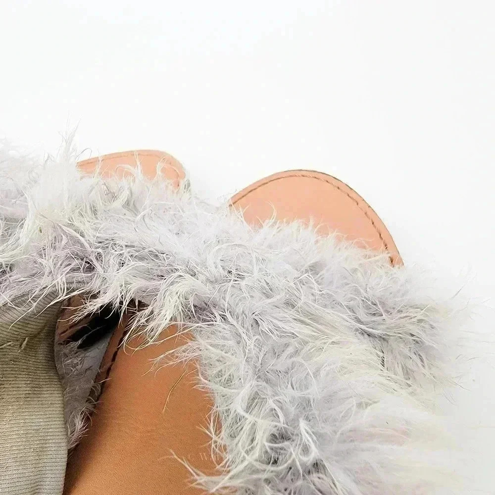 Steve Madden Boa Feather Ciara Slide Sandals - 7 - Picture 4 of 7
